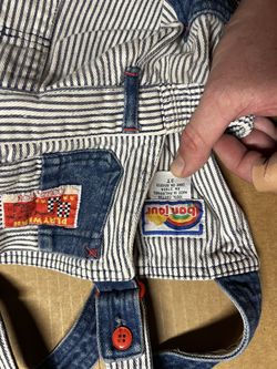 Vintage 80s/90s Bonjour Striped Toddler Overalls Shortalls 3T