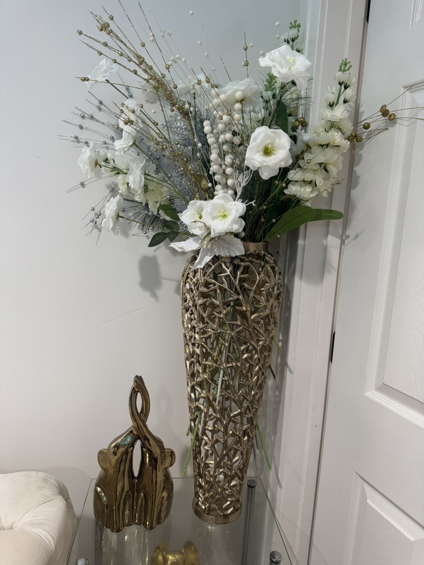 Gold Tall Vase Flowers Not Included Set Of 2