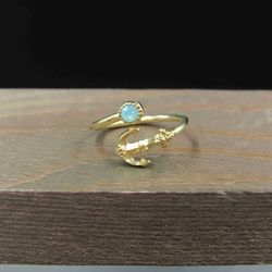 Size 6 Sterling Silver Crystal Gold Plated Anchor Band Ring