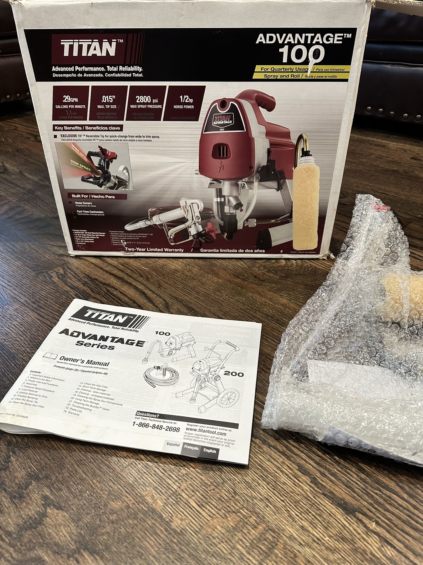 Titan Advantage 100 Airless Paint Sprayer + Roller Attachment – Like New in Box!