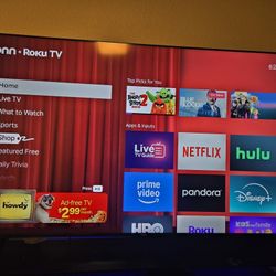 75" Onn. Roku TV and TV stand
