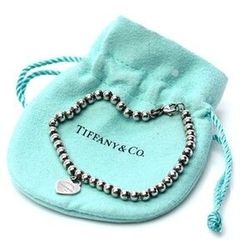 TIFFANY Sterling Silver Enamel 4mm Return to Tiffany Heart Tag Bead Bracelet