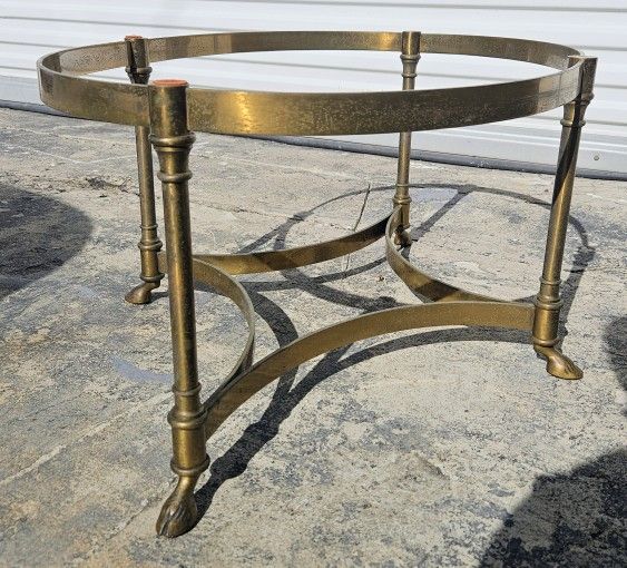 Vintage Hollywood Regency Brass Coffee Table Base Hoof Feet | LaBarge Style
