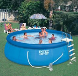 Intex 26165EH 15ft x 42in Easy Set Up Inflatable Above Ground Swimming Pool with filter/pump