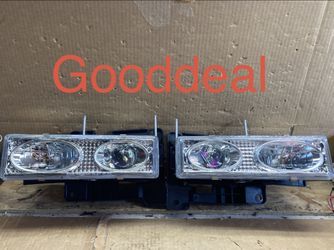 #48 Fit 88-99 Chevy GMC C/K Chrome Projector Headlight Pair Lights Lamp