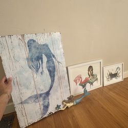Mermaid Decor Bundle (Wall Art + mini statue)