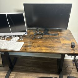 Standing Desk, Monitor, And Computer