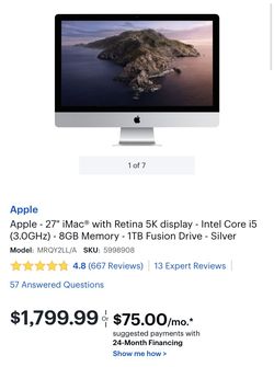 IMac 27”, 5k Retna Display, like new