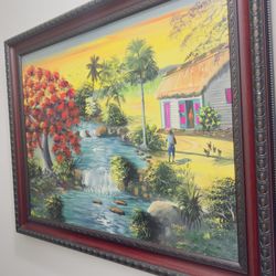 paisaje dominicano pintado a mano