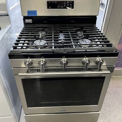 MayTag 30inch. 5-Burner In Gas Range Stainless Steel 