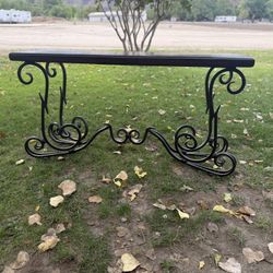 Rustic Wood and Wrought Iron Console Table 