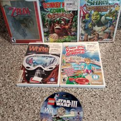 Nintendo Wii Video Game Lot The Legend Of Zelda Twilight Princess Donky Kong Country Returns Lego Star Wars III Shrek Shaun White Snowboarding Road Tr