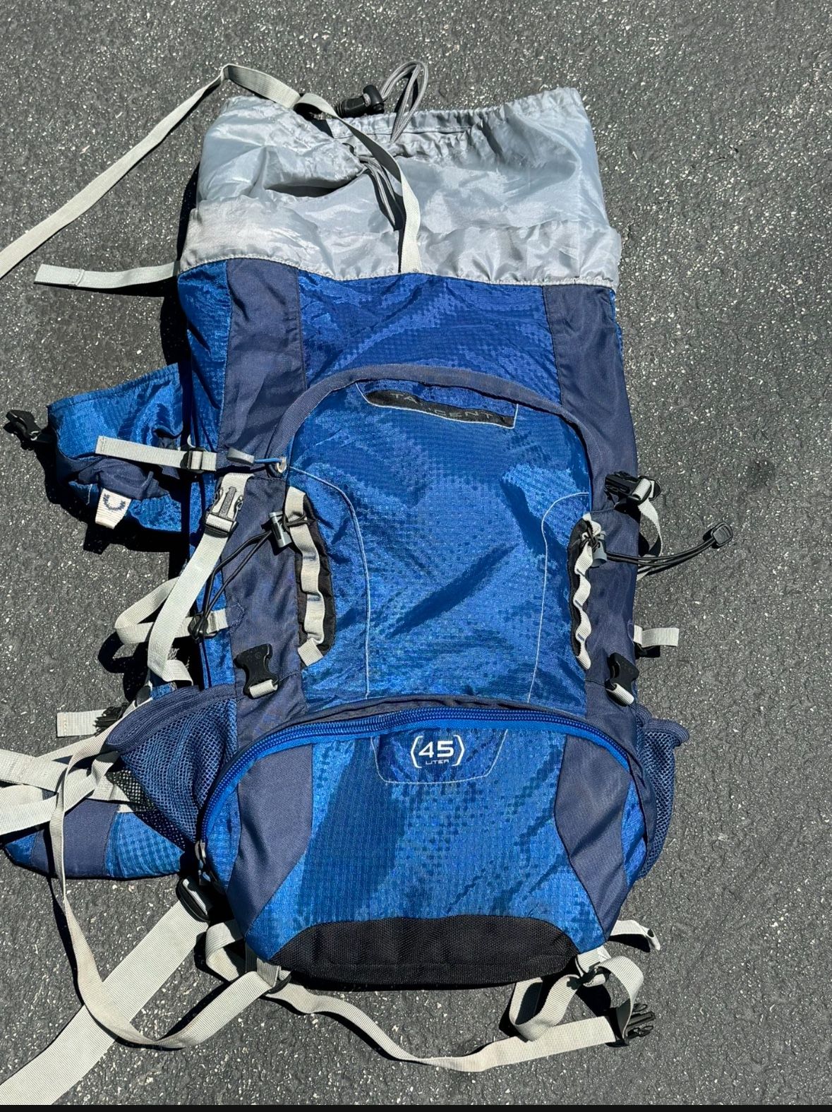 Blue HIGH SIERRA Backpack w/ Internal Frame Tangent 45 - Adjustable Top Bag