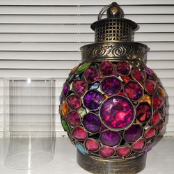 Gemstone Lantern with Glass Cylinder