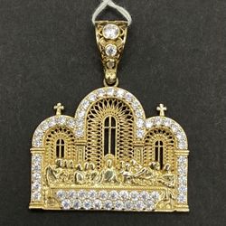 Stone/ Cubic Zirconia Gold Pendant The Last Supper 
