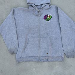 Disney 2000s grey zip up hoodie with Mickey Mouse, Donald Duck, Goofy, and Pluto hoodie size Large