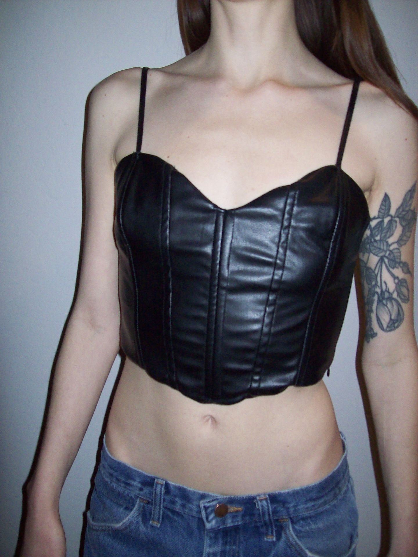 Zara leather cropped top; Size S