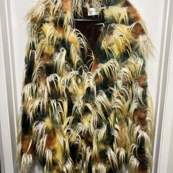 Furrocious Faux Fur Festival Jacket,  Womens Short Coat Size Medium, Burning Man Playa Coat Asking $300