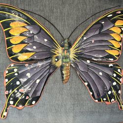 17 inch hand painted metal butterfly wall decor