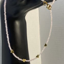 crystal stone necklace and gold plated charms