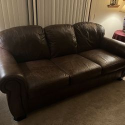 Real Leather Brown Couch