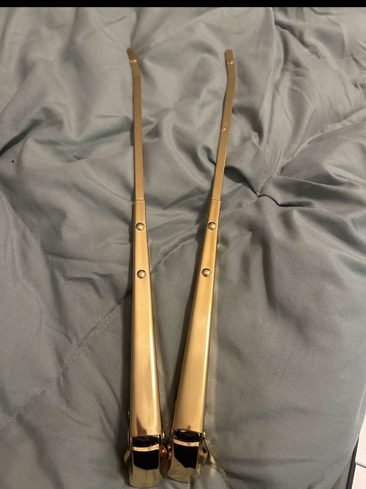 24k Gold Plated-61-64 Impala Fullsize Chevy Stainless Windshield Wiper Arms Set