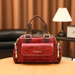 Women's Vintage Boston Crossbody Bag with Adjustable Shoulder Straps and Zipper Closure for Versatile Fashion