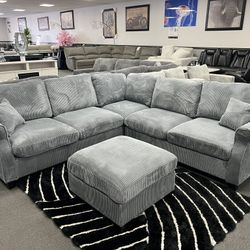 Dark Gray Sofa Sectional w/ FREE Ottoman 