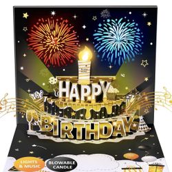 Musical Happy Birthday Pop Up Card Complete With A Candle!