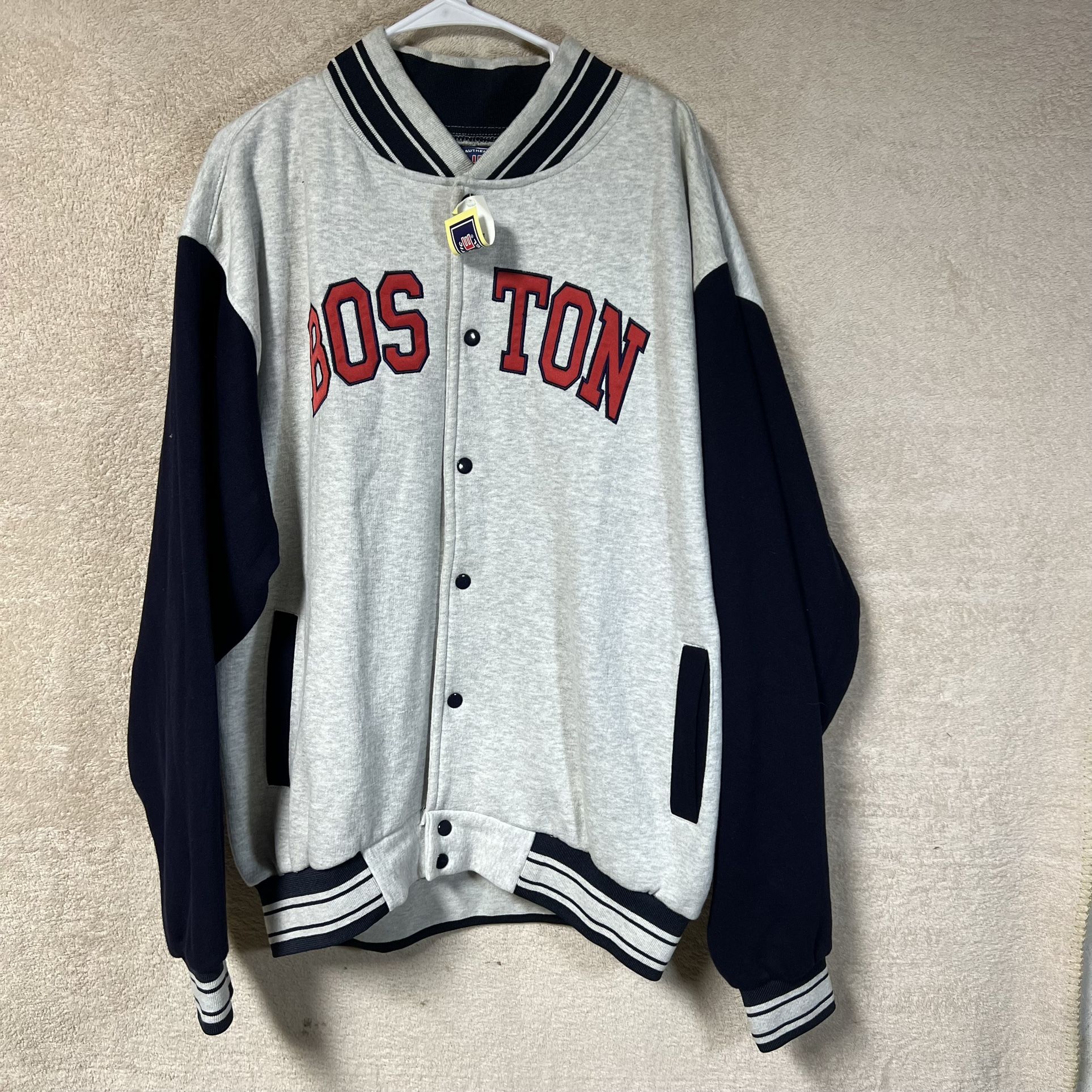 Vintage Boston Red Sox Bomber Jacket Mens XXL Gray