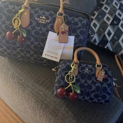 Coach Denim Signutare Large And Mini Rowan Satchel