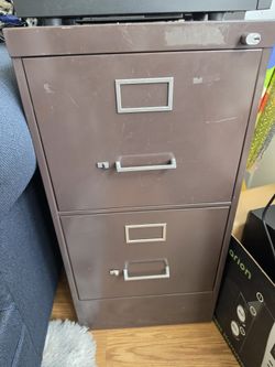 Brown Metal File Cabinets x 2