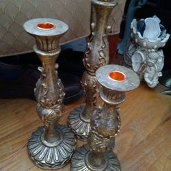 3 Gold Candlesticks