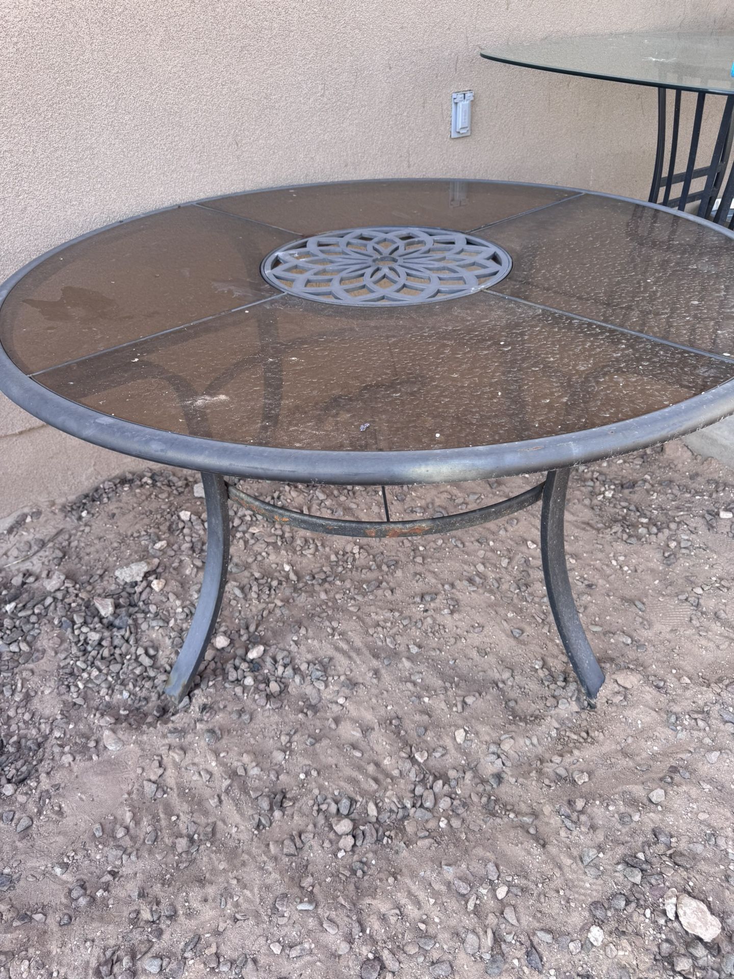 Outdoor Metal And Glass Table
