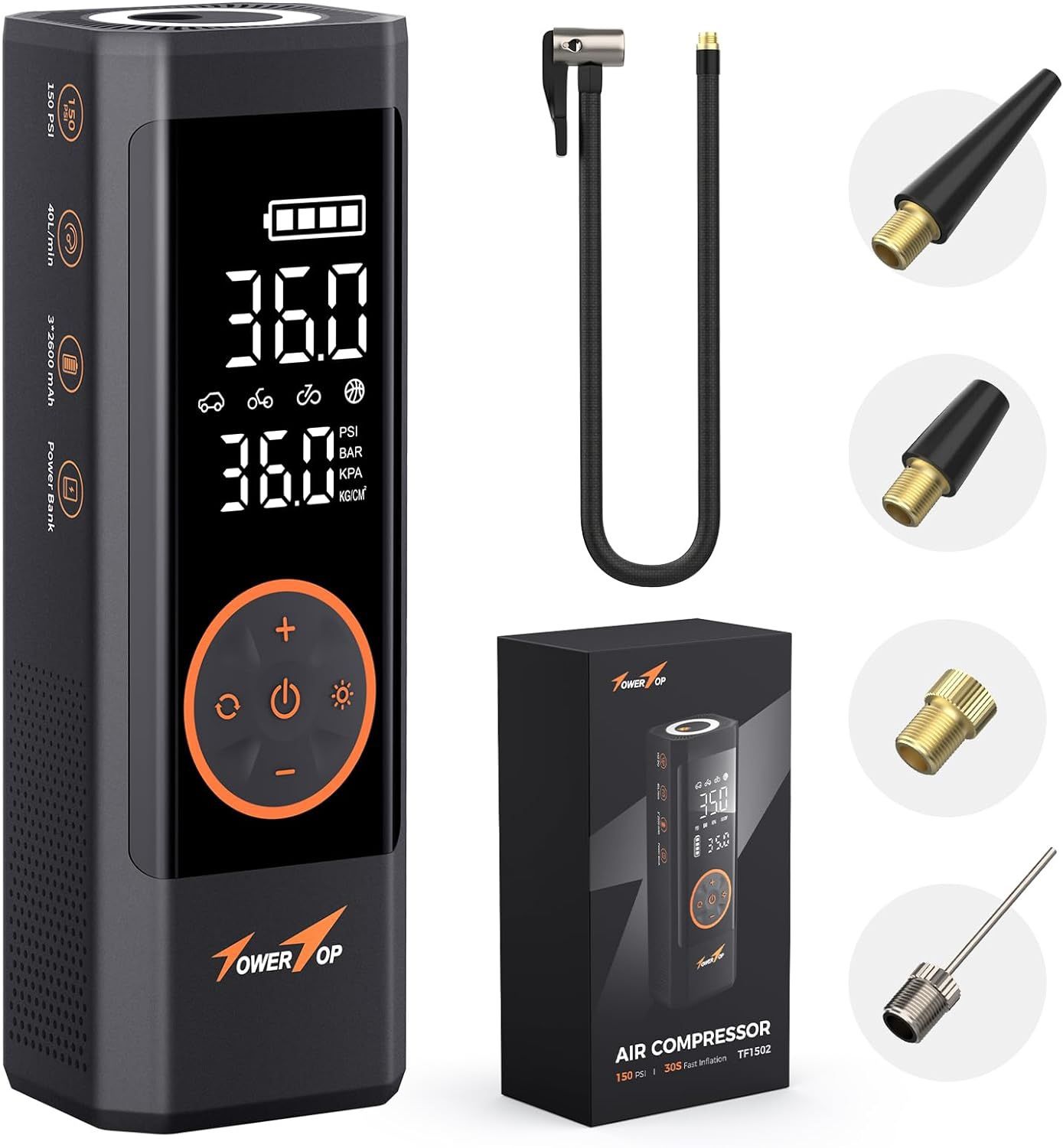 Portable Air Compressor Tire Inflator - 150PSI Cordless with 7800mAh Battery, NIB