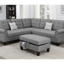 Sectional Sofa With Storage Ottoman Brand New 