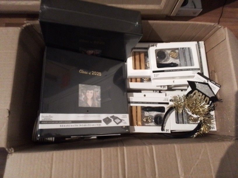 Miscellaneous Box Of Class Of 2025 Graduate Party Supplies And Scrapbooking
