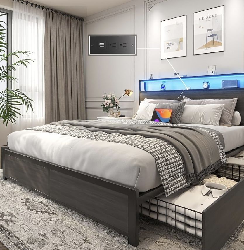 Queen Bed Frame With Drawers