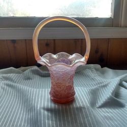 Fenton opalescent pink basket