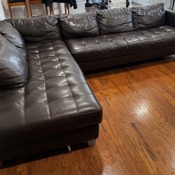 Leather Couch Sectional- Brown