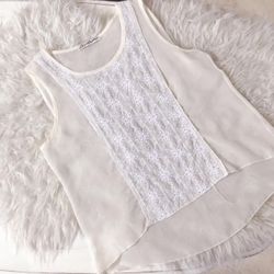 White sheer floral tank