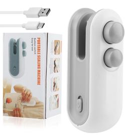 Mini Bag Sealer, 2 in 1 Chip Bag Sealer and Cutter, USB Rechargeable Vacuum Food Sealer Bag, Portable Handheld Snack Bag Sealing Machine Mini Resealer