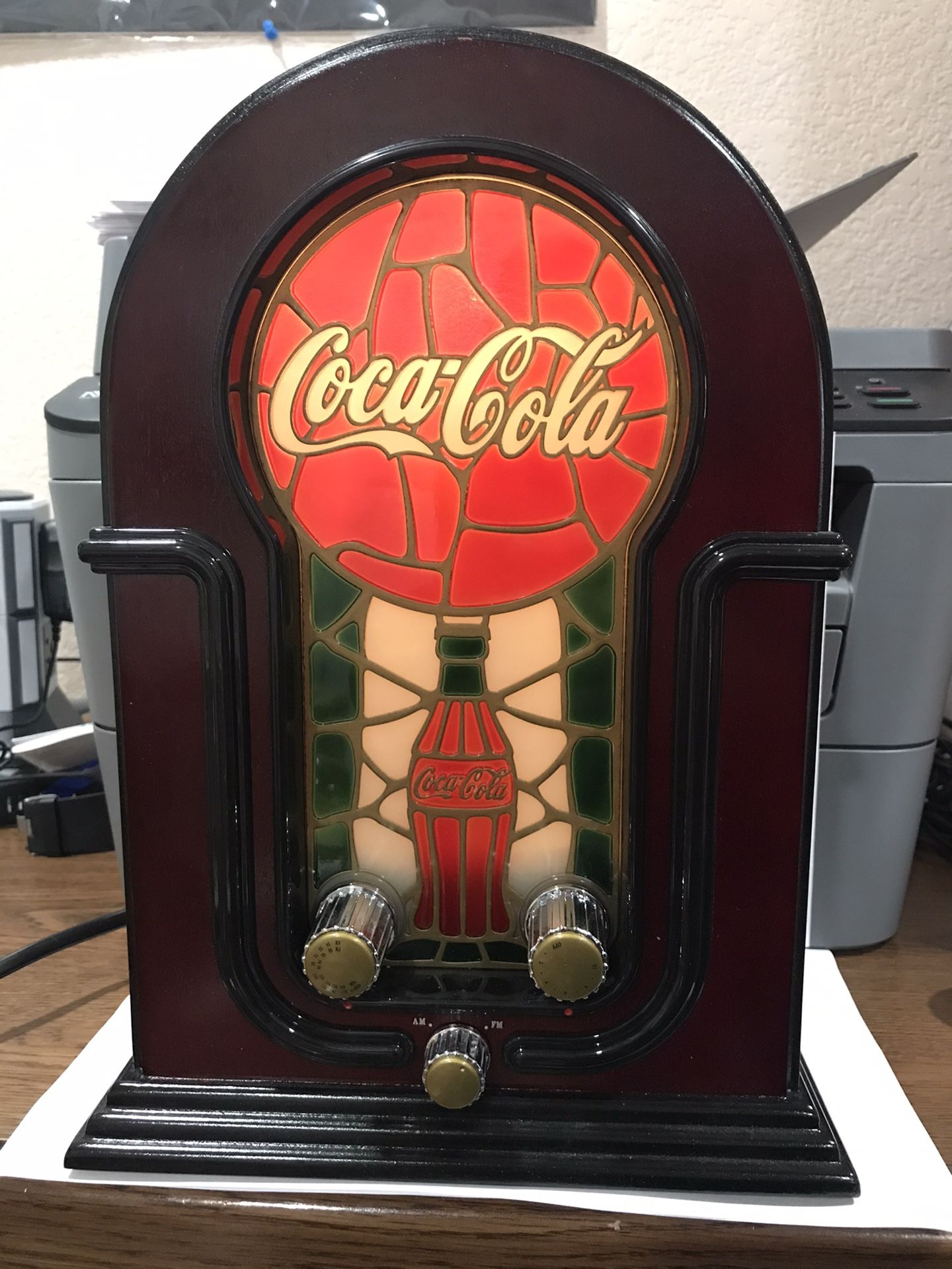 Coca-Cola AM/FM decorative radio stained glass look