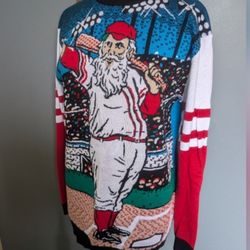 santa baseball Christmas sweater ugly party ourfit size xl