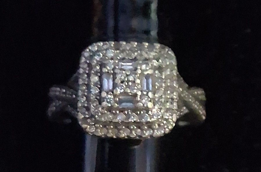 1/2 Carat Diamond Sterling Silver Ring