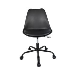 Height-Adjustable, Armless Rolling Task Chair in Black for Home Office or Computer Desk