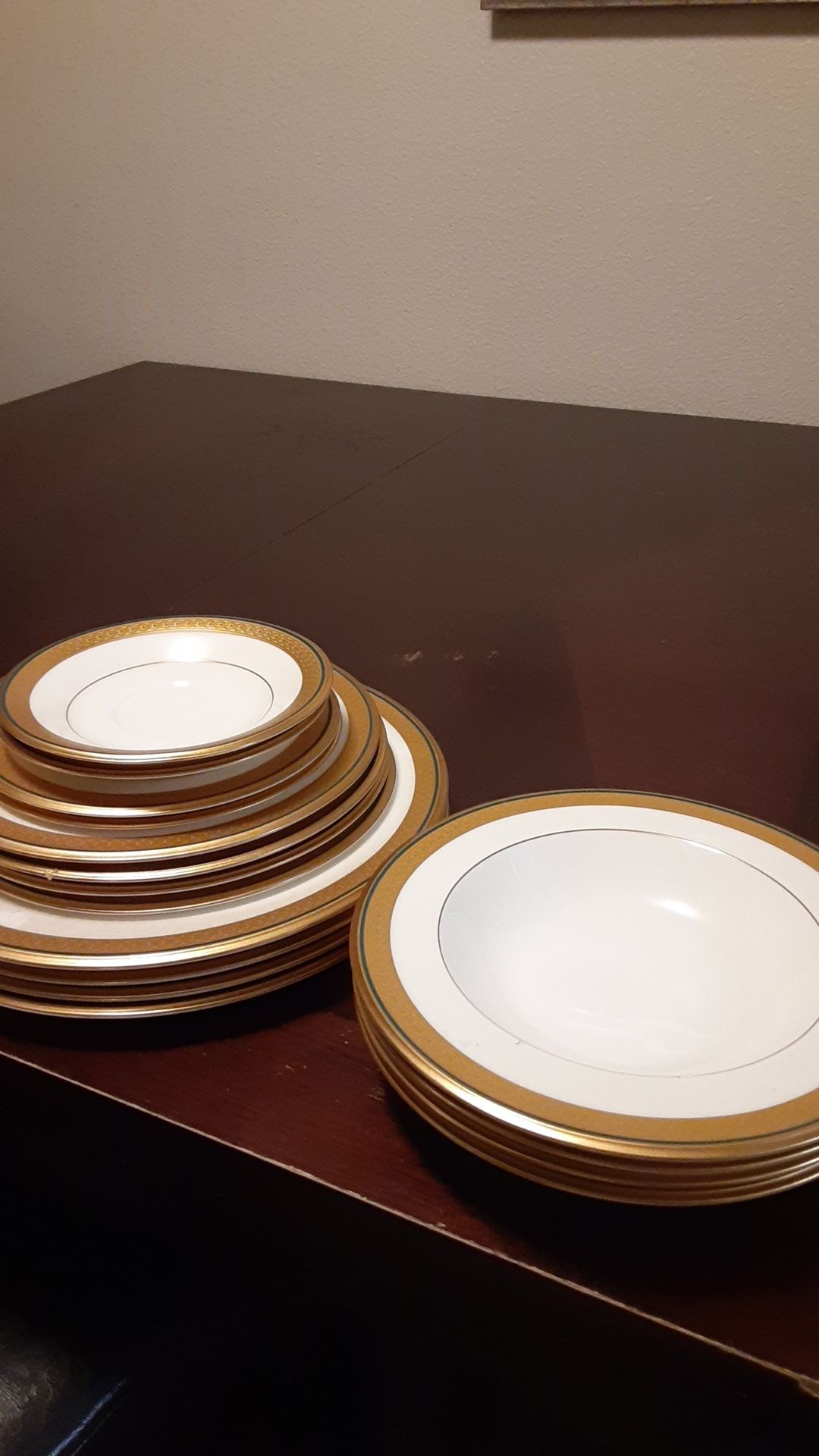 Gold rimmed dishes