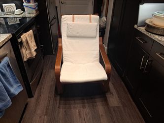 IKEA Wooden with Off-White Canvas Coushins Chair