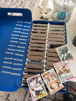 Vintage Topps NFL Football Card Collection with Storage Box