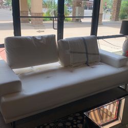 Adjustable Headrest White Sofa